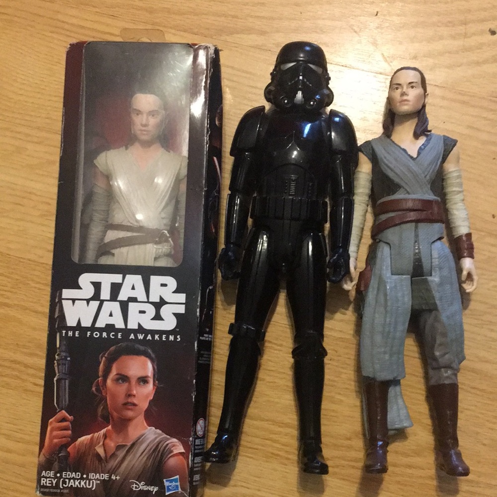Star Wars The Force Awakens Rey + Black Stormtrooper Figures
